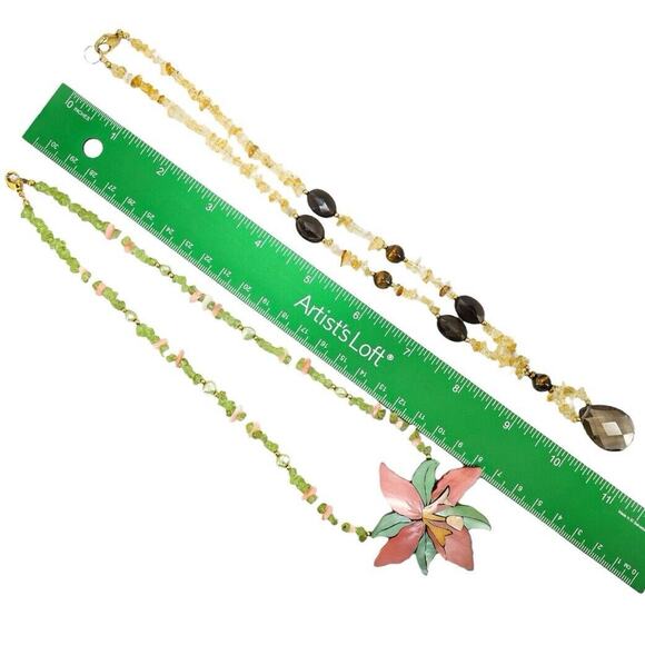 Large Lot 10 Pcs Natural Stone Jewelry Necklaces Boho Bohemian Colorful - Picture 10 of 16